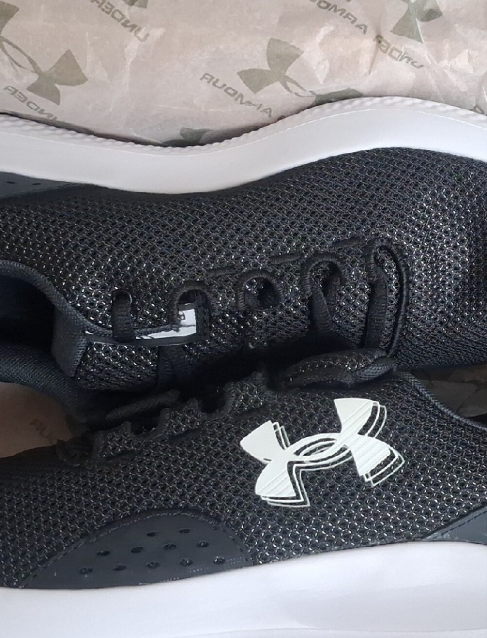 NWT and In Box Under Armour "Surge Charged" Black N White Athletic Mesh Shoes